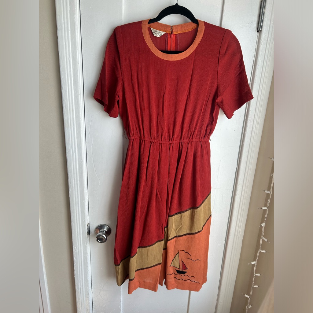 Vintage La Vie En Rose Maison Dress In Rust (M)